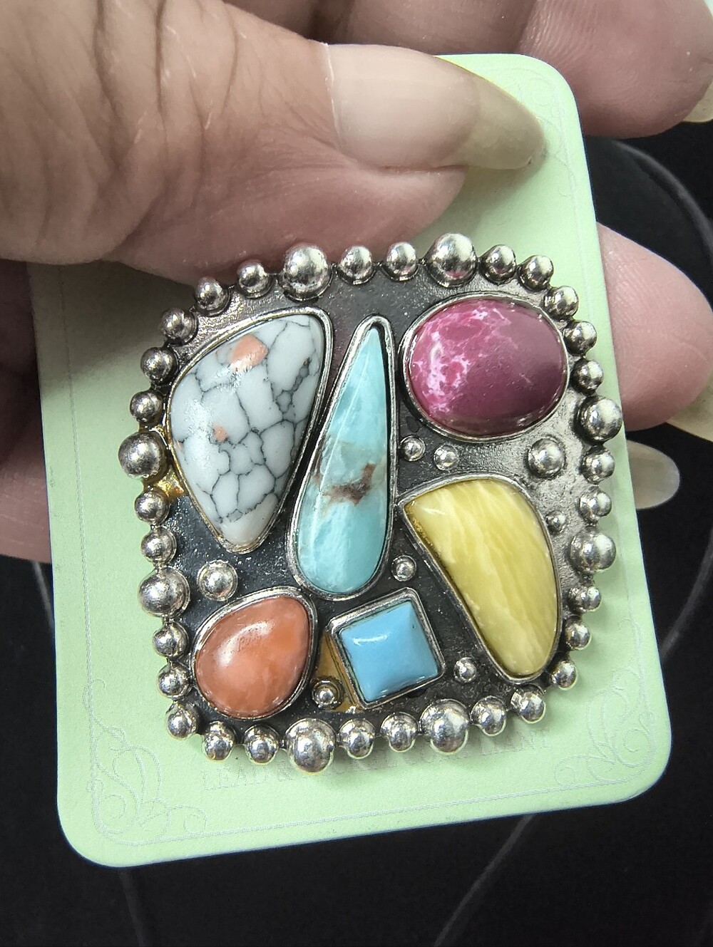 Icon Collection Multicolor Natural Stone Statement Stretch Ring Southwestern